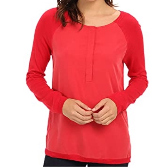 Calvin Klein Jeans Women’s Woven Front Henley Top - Picture 1 of 11